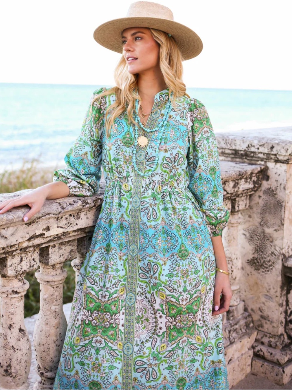 Everyone Loves The Weekend East Hampton Dress 100% Cotton Paisley XS New - Picture 3 of 10